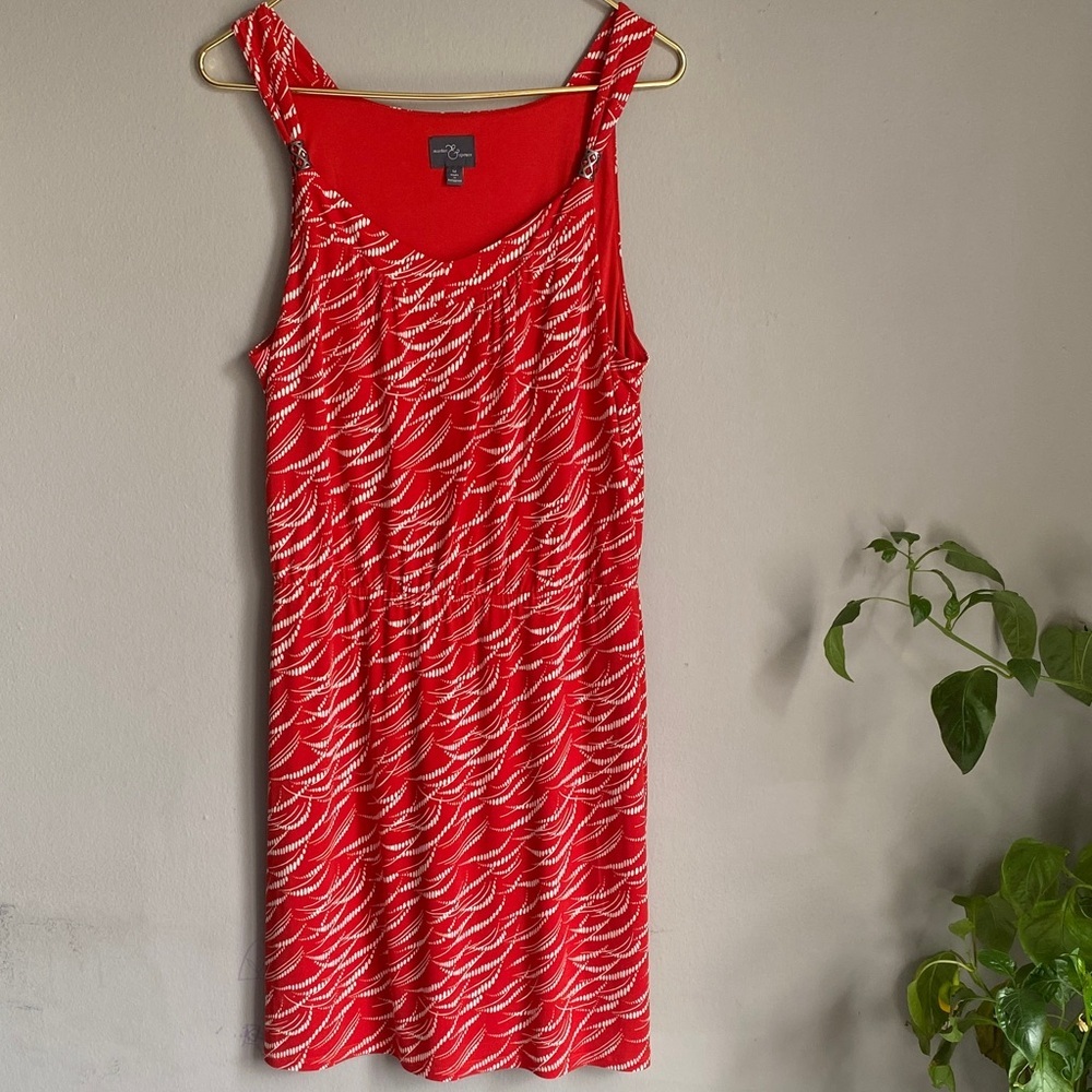 Market & Spruce Red and White Midi Dress